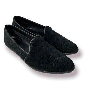 The Flexx Flats Black Suede Leather Glitter Loafer Women's Size 6.5